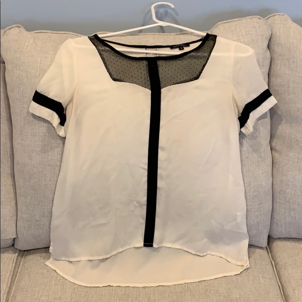 Cream and black chiffon top